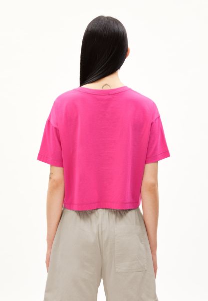 Bright Raspberry Armedangels T-Shirts & Longsleeves Kardaa Rib-T-Shirt Made Of Organic Cotton Mix Women